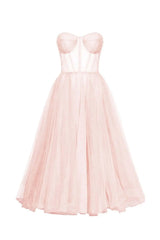 Rose Puffy Midi Dress