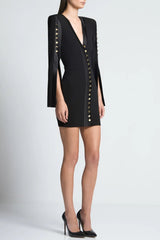 Buttoned Split Sleeve Mini Dress