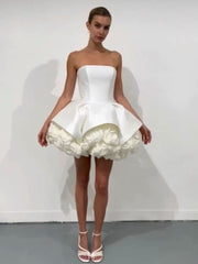 Flower Mini Dress In White