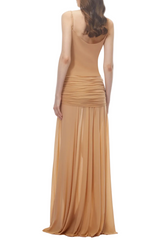 Ruched Maxi Dress - Beige