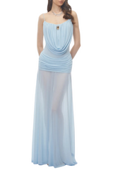 Ruched Maxi Dress - Blue