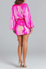 Sequin mini dress in Rose red