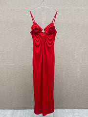 Rose Strappy Maxi Dress in Red