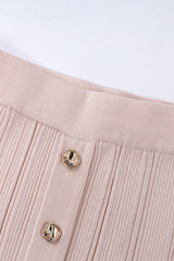 Sleeveless Knitted Dress Top Skirt Set in Apricot