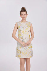 Sequin Floral Embroidery Sleeveless Mini Dress