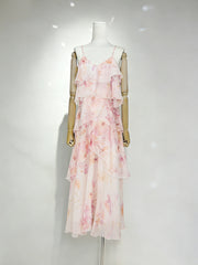 V-Neck Strap Maxi Dress - Pink
