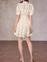 V-Neck A-Line Mini Dress in Apricot