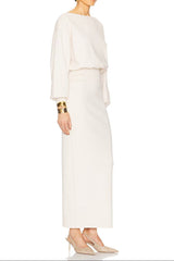 High Elastic Long Hip Maxi Dress in White