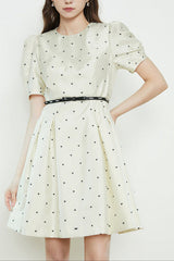 Puff Sleeve mini dress in beige