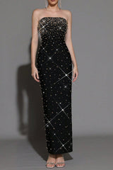 Rhinestone Black Maxi Dress
