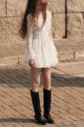 Lace Backless Mini Dress in White