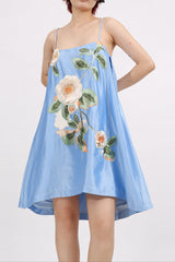 Floral Embroidered Mini Dress in Blue
