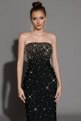 Rhinestone Black Maxi Dress