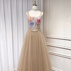 3D Floral Camisole Top & Skirt Set - Champagne