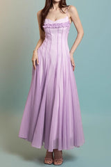 Chest Wrap Maxi Dress in Purple
