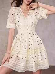 V-Neck A-Line Mini Dress in Apricot