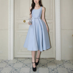 U-Neck Sleeveless Hepburn Midi Dress