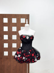 Roxya Floral Corset Mini Dress - Black