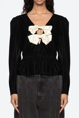 Black V-Neck Cutout Top