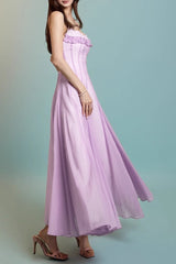 Chest Wrap Maxi Dress in Purple