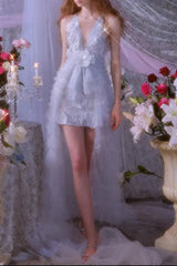 Light Blue Sleeveless Banquet Dress