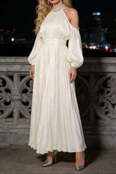 Off Shoulder Puff Sleeve Maxi Dress