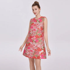 Floral Embroidery Sleeveless Mini Dress