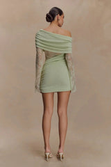 Lace Spliced Knitted Mini Dress