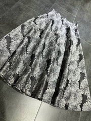 High Waist A-line Midi Skirt