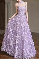 Floral Evening Gown - Purple