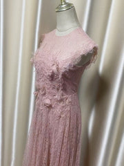 Lace Flower Embellished Maxi Dress in Pink