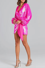 Sequin mini dress in Rose red
