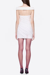 White Off-Shoulder Asymmetrical-Mini Dress