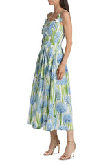 Floral Embroidered Poplin Midi Dress