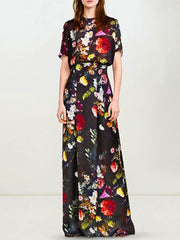 Floral Short Sleeve Maxi Dress