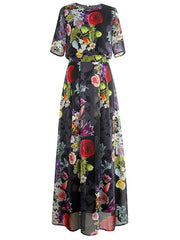 Floral Short Sleeve Maxi Dress