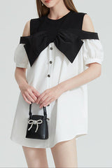 Off-Shoulder Contrast Mini Dress
