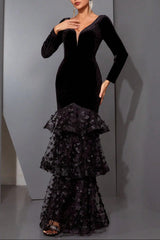 Black Flower Maxi Dress
