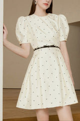 Puff Sleeve mini dress in beige