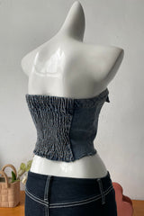 8-Button Denim Top in Blue