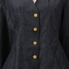 Single-breasted Top Skirt in Navy Blue