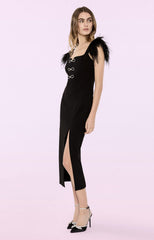 Bows High Diamond Bandage Midi Dress