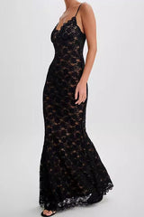 Black Lace Slip Maxi Dress