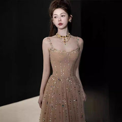 Backless Halter Maxi Dress - Champagne