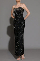 Rhinestone Black Maxi Dress