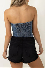 8-Button Denim Top in Blue