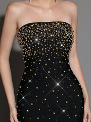 Rhinestone Black Maxi Dress