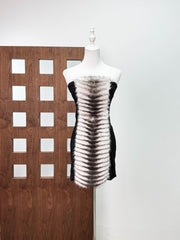 Plush Cut Mini Dress in Black - Zebra