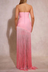 3D Flower Diamond-Bandage Maxi Dress in Pink