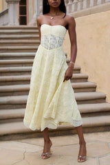 Yellow European American Style Sexy Backless Tie-Wrap Dress